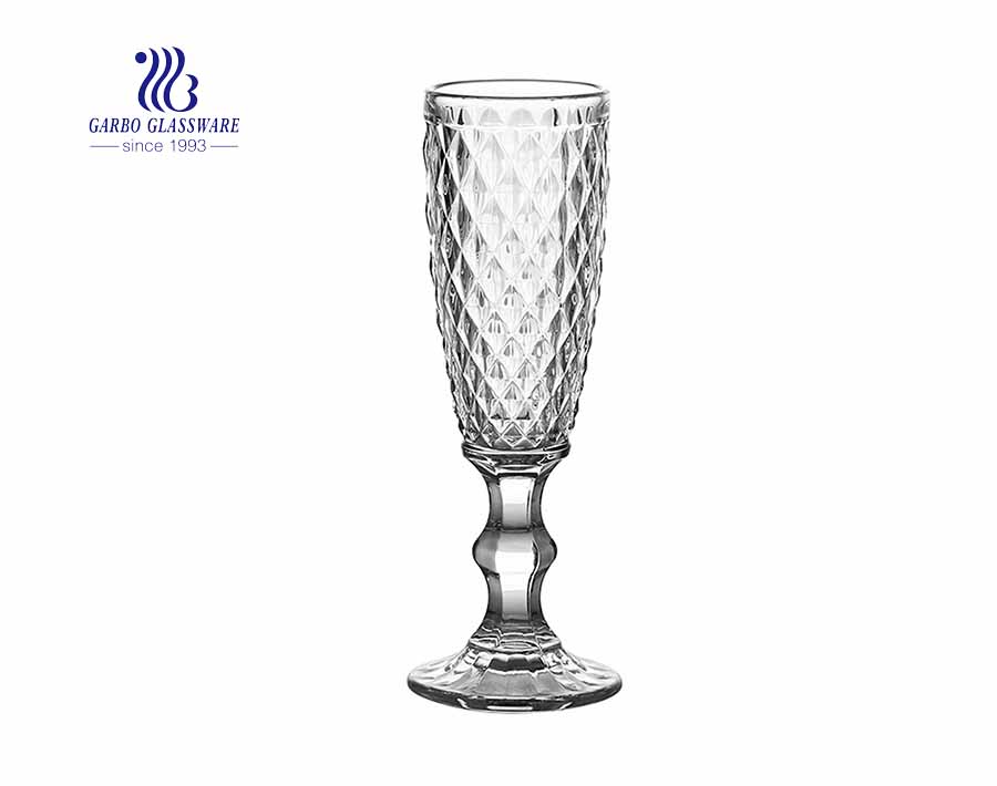 5.81oz Perigord Flute Vintage Absinthe Glass Stemware with Diamond design