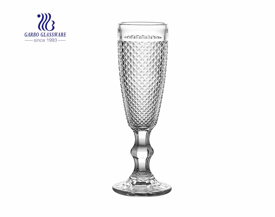 5.81oz Perigord Flute Vintage Absinthe Glass Stemware with Diamond design