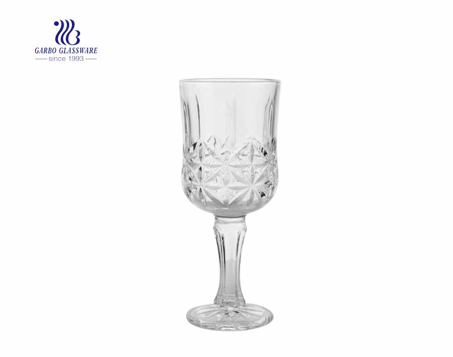 300ml geschliffenes Glas Vintage Halskette Design Weinglas mit dickem Stiel
