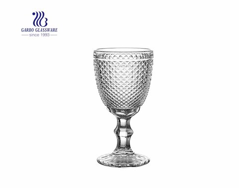 10.56oz Vintage Stuart Crystal Classic Wine Glasses Diamond Cut Design 