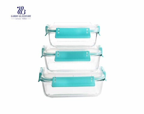 3pcs Pyrex leakproof glass baking lunch box set for camping