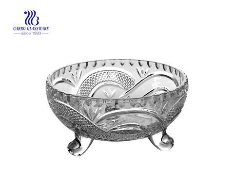 Hotsale Dragon Lines Glass Bowl with Three feet 