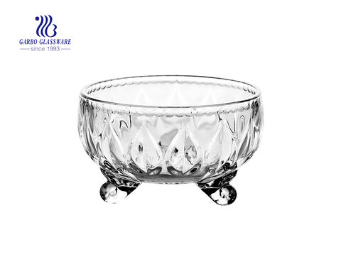 Hotsale Dragon Lines Glass Bowl with Three feet 