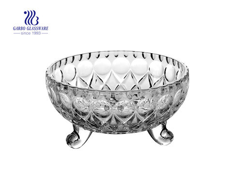 Hotsale Dragon Lines Glass Bowl with Three feet 