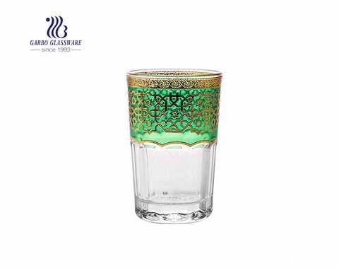 Arabic market style electroplated multi colors golden glass cup