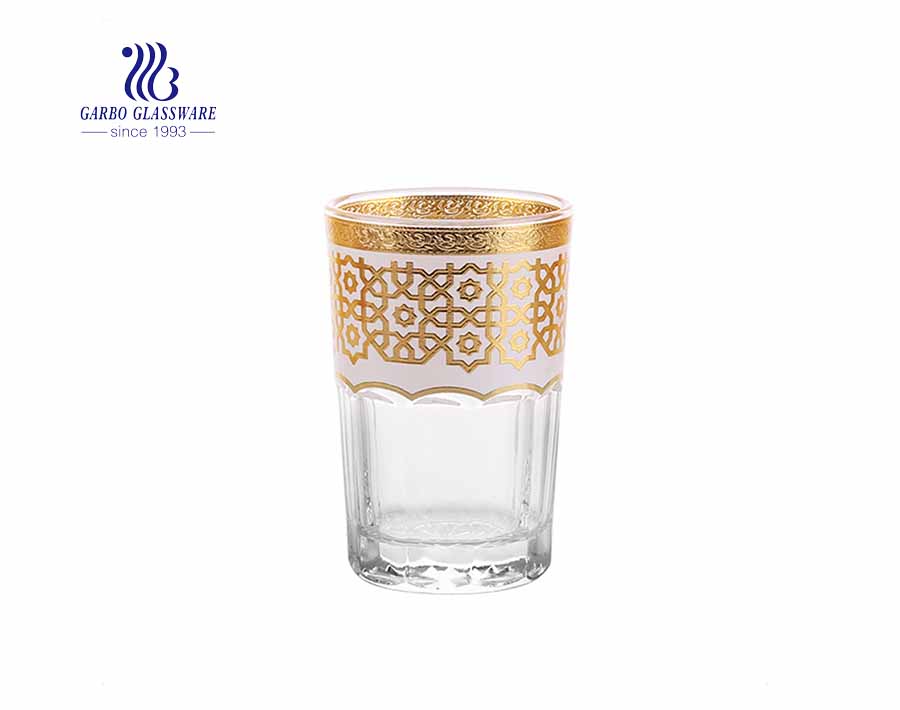 Arabic market style electroplated multi colors golden glass cup