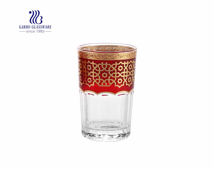 Arabic market style electroplated multi colors golden glass cup