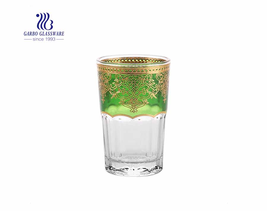 Arabic market style electroplated multi colors golden glass cup