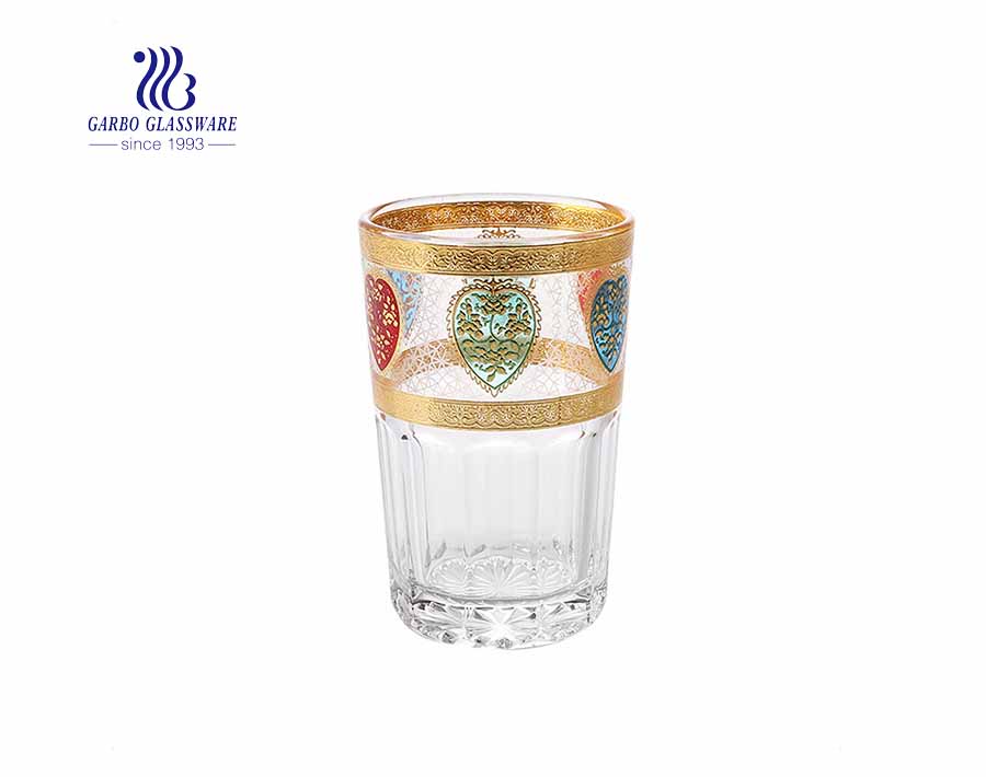 Muslim market Morocco style real golden plated glass cup