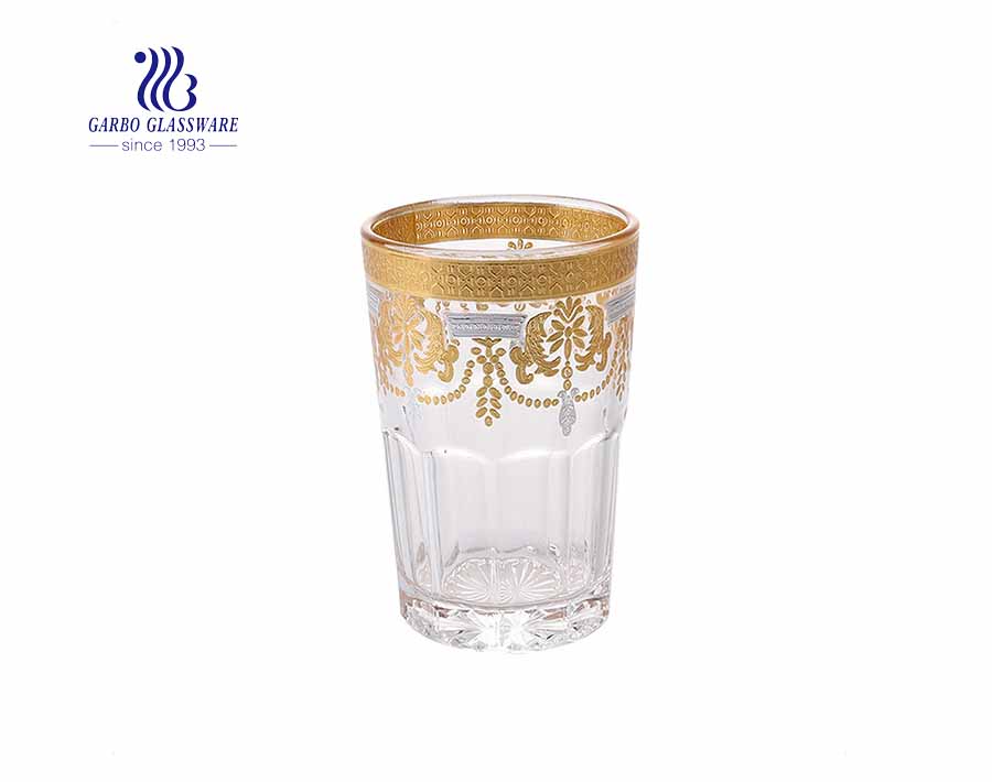 Muslim market Morocco style real golden plated glass cup