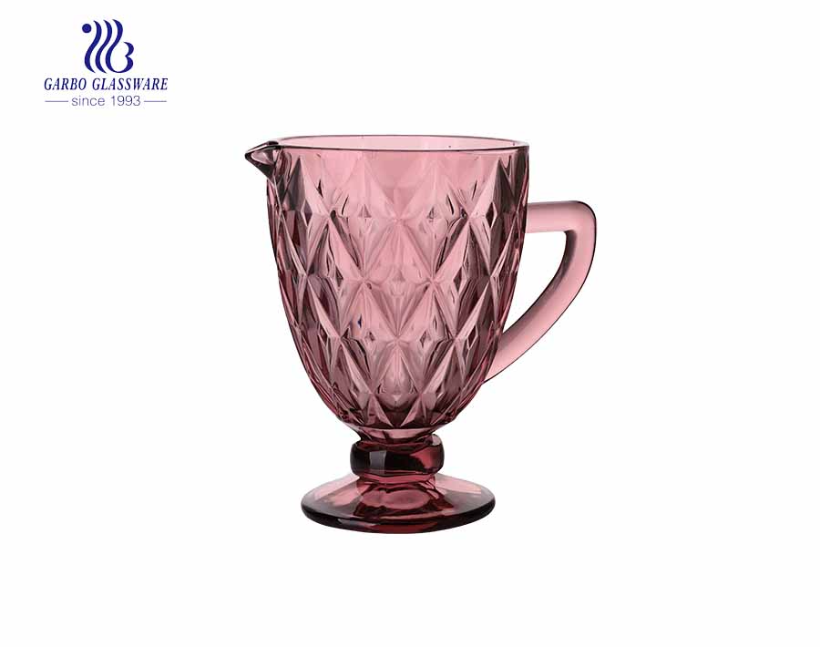 Garbo new double diamond design cold water glass pitchers with purple color