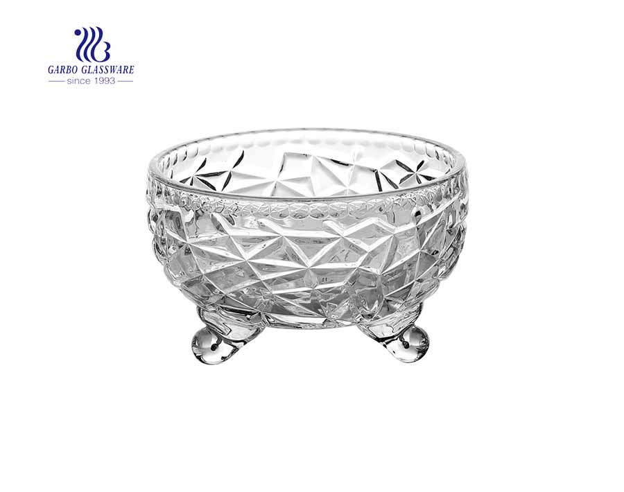 5 inch high white transparent glass sugar bowl candy pot with stands