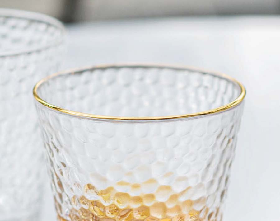 2020 worldwide hot sale multi sizes gold rim glass cups