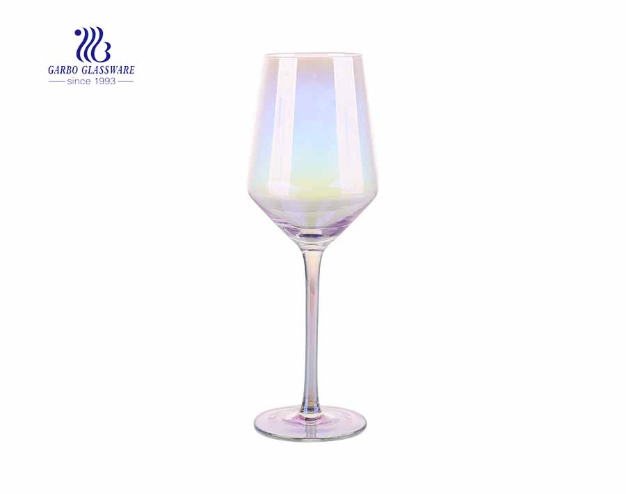 كأس قوس قزح ملون قوس قزح زجاجي على الطريقة اليابانية زجاج الكريستال المطلي بالأيونات النبيذ الاحمر 410 مل