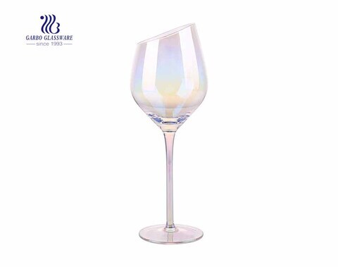 430ml 15.14oz Bordeaux iridescent rainbow wine glass with inclined mouth