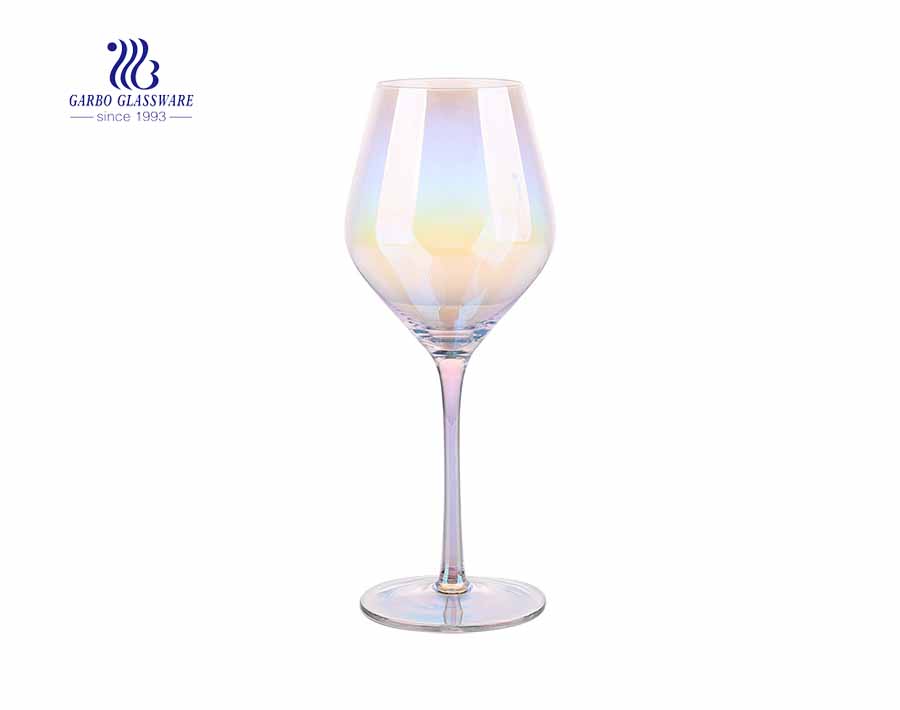 430ml 15.14oz Bordeaux iridescent rainbow wine glass with inclined mouth