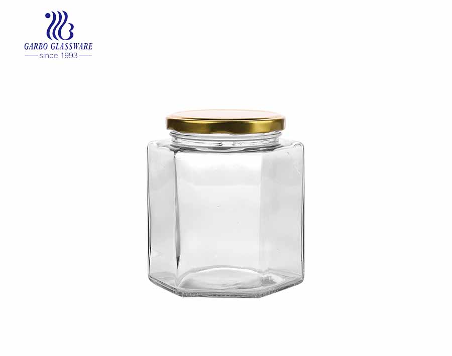 480ml Tarro de almacenamiento de vidrio hermético para alimentos dulces Venta caliente Tuercas Tarro Lata de comida de moda