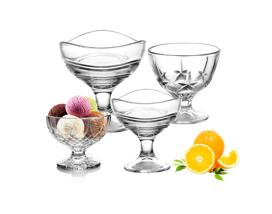 Premium Crystal Clear Glass Eisbecher Footed Dessert Cups