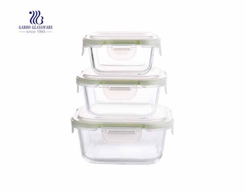 3pcs Pyrex leakproof square baking glass lunch box set for camping