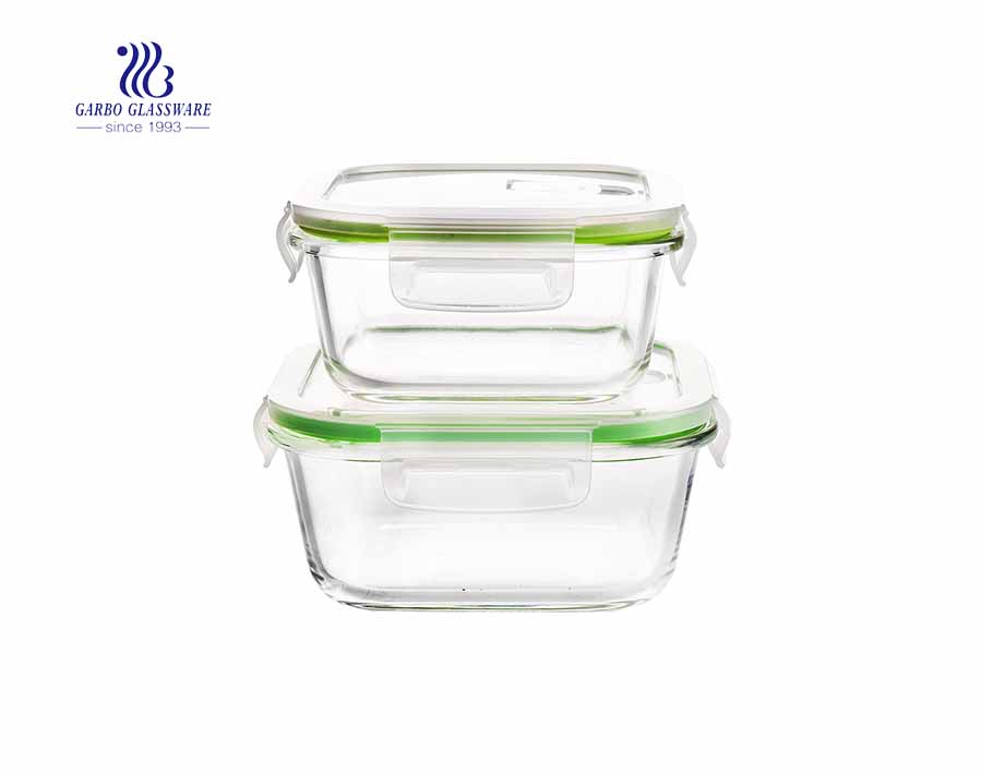 3pcs Pyrex square glass food container set with airtight lid