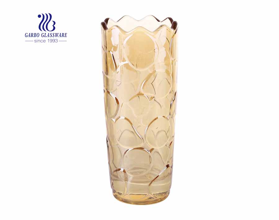 Cheap wholesale high white flower crystal glass vase for gift item