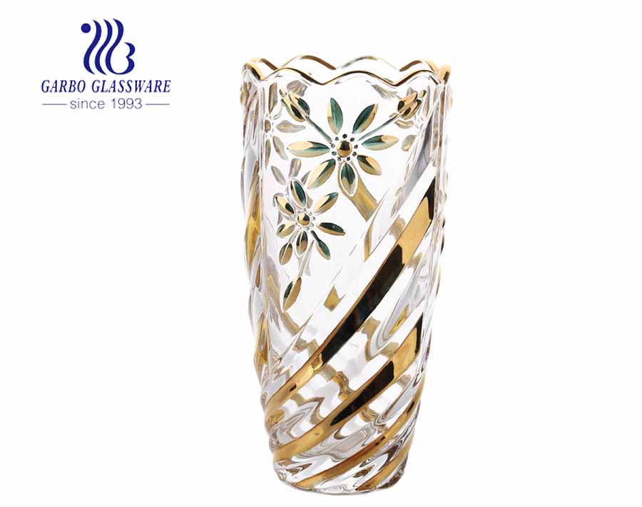 Cheap wholesale high white flower crystal glass vase for gift item