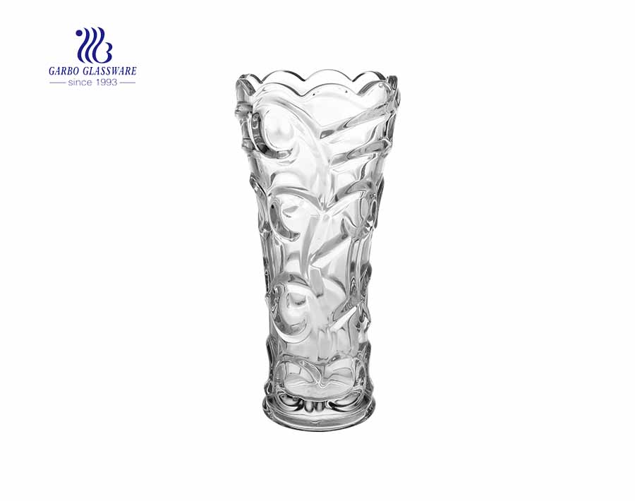 Cheap wholesale high white flower crystal glass vase for gift item