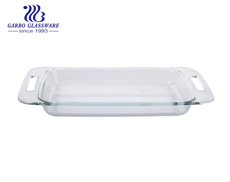 Venta al por mayor 2050ml Bandeja para hornear de vidrio de borosilicato Bandeja para hornear