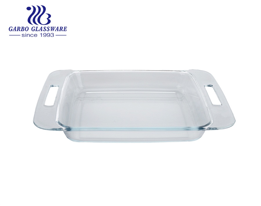 Venta al por mayor 2050ml Bandeja para hornear de vidrio de borosilicato Bandeja para hornear