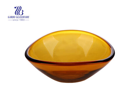 Hotsale Elegant Amber Color Glass Fruit Bowl with Three feet 