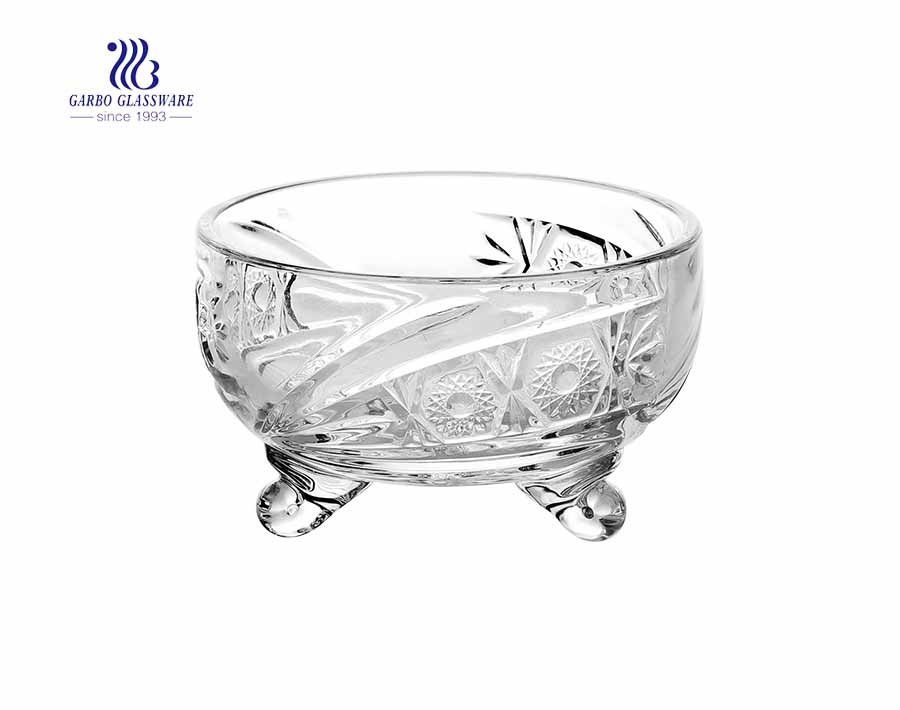 wholesale sunflower design engraved glass sugar bowl with lid for sale