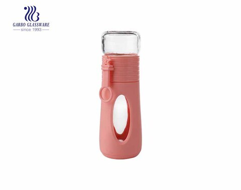 Borraccia sportiva in vetro da 230 ml a buon mercato all'ingrosso con custodia in silicone