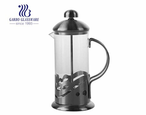 12oz صانعة قهوة زجاجية مقاومة للحرارة للاستخدام المنزلي والمقهى