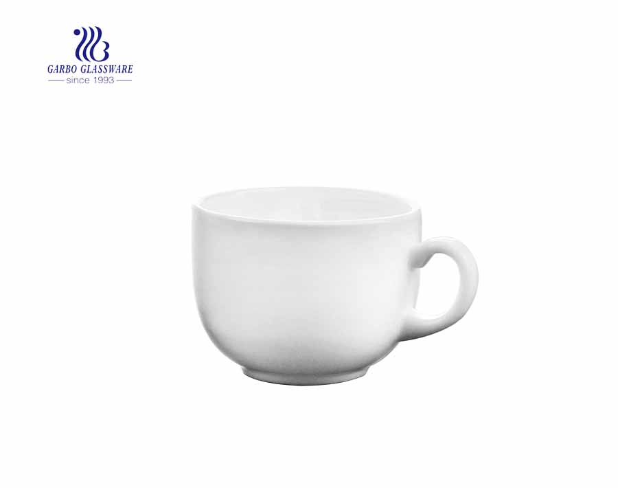 Weiße Kaffeetasse mit Griff mit kundenspezifischem Druckbecherset China Opal Glass Tea Mug