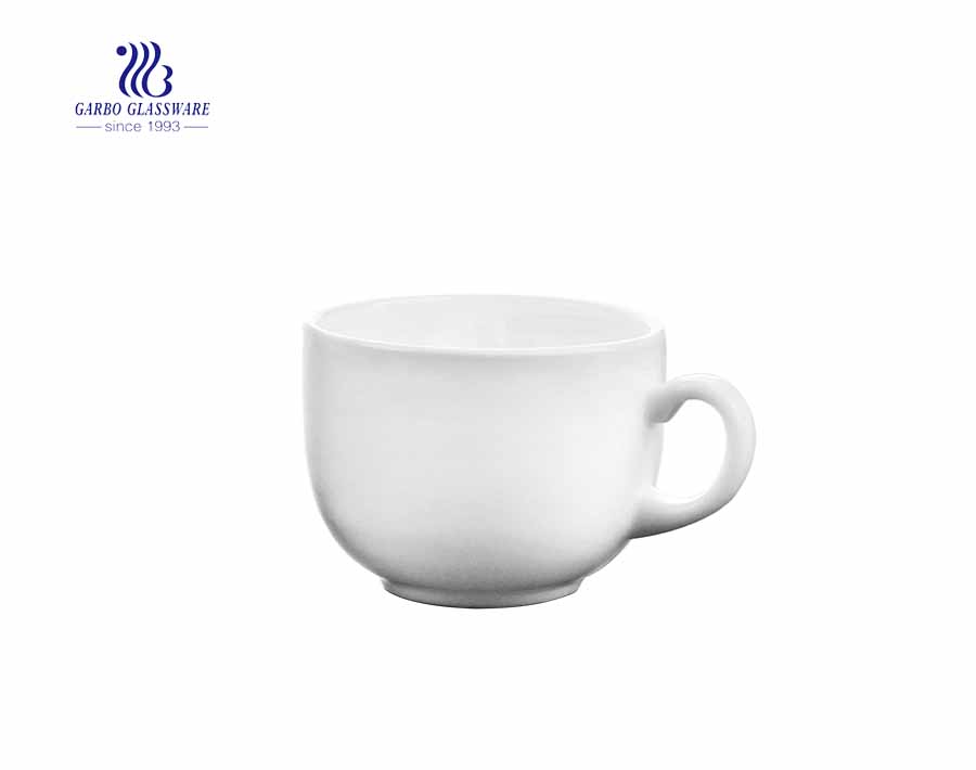 Xícara de café branco com alça com copo personalizado impressão conjunto China Opal caneca de chá de vidro