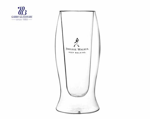 Cốc thủy tinh đôi tường chịu nhiệt 12.5oz với Decal tùy chỉnh