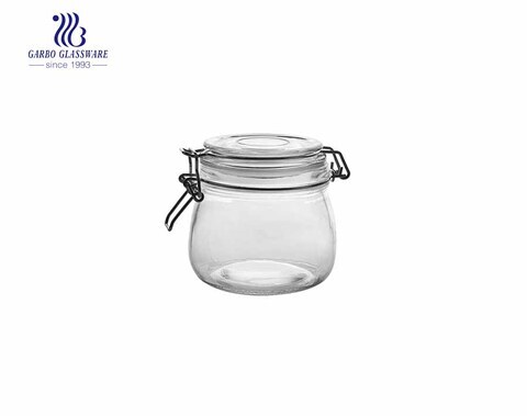 Tarro de caramelo de vidrio de gran capacidad de alta calidad de 480 ml Tarro de comida de vidrio decorativo transparente