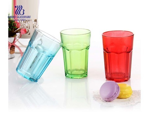 Tasse en verre de roche de couleur pulvérisée de couleur teintée personnalisée pour la promotion