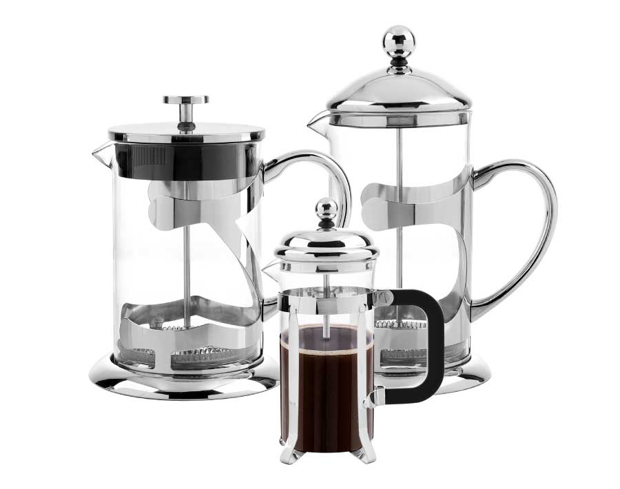 Cafetera de acero inoxidable con prensa francesa Jarra de café de vidrio borosilicato