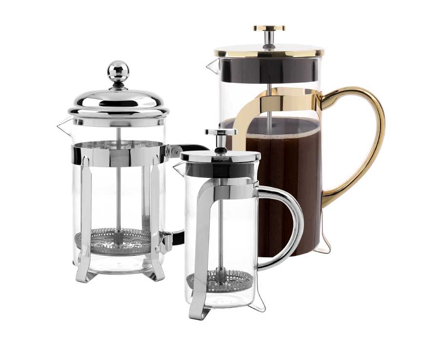 French Press Kaffeemaschine aus Edelstahl Borosilikatglas Kaffeekanne