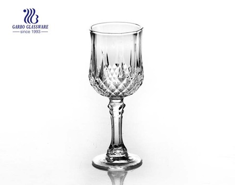 Embossed glass cup vintage diamond design drinking glasses 