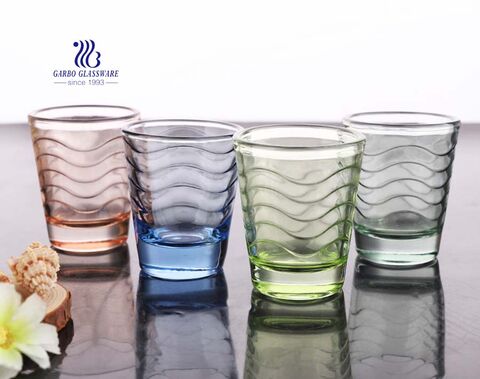 Spray color tall shot glasses spirit liquor glasses for wholesale