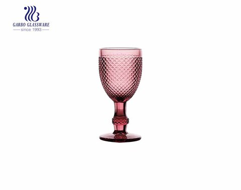 Diamond Wine Goblet Set of 6 by Garbo Glass-Purple red color