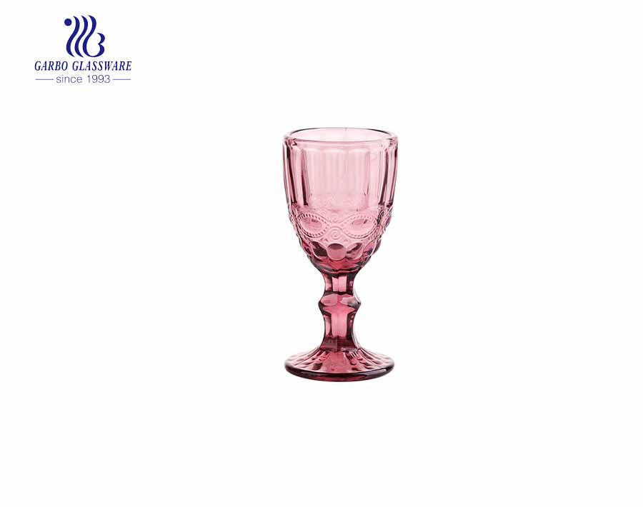 Diamond Wine Goblet Set of 6 by Garbo Glass-Purple red color