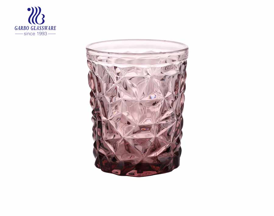 Cálice de vinho de diamante Conjunto de 6 por Garbo Glass-Purple red color