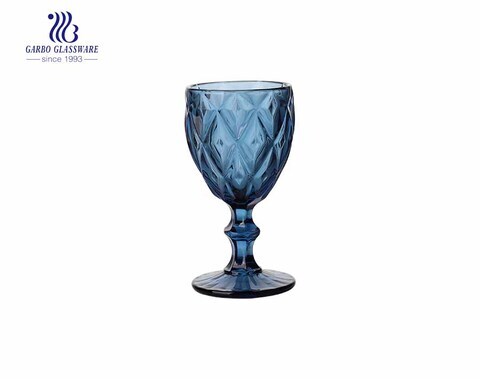 240ml Wine Goblet Beverage Glass Cup by Garbo- Dark blue - Set of 6