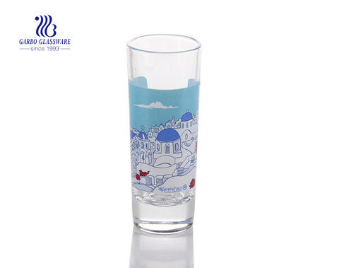 Vasos de chupito personalizados Grecia playas calcomanía promocional altos vasos