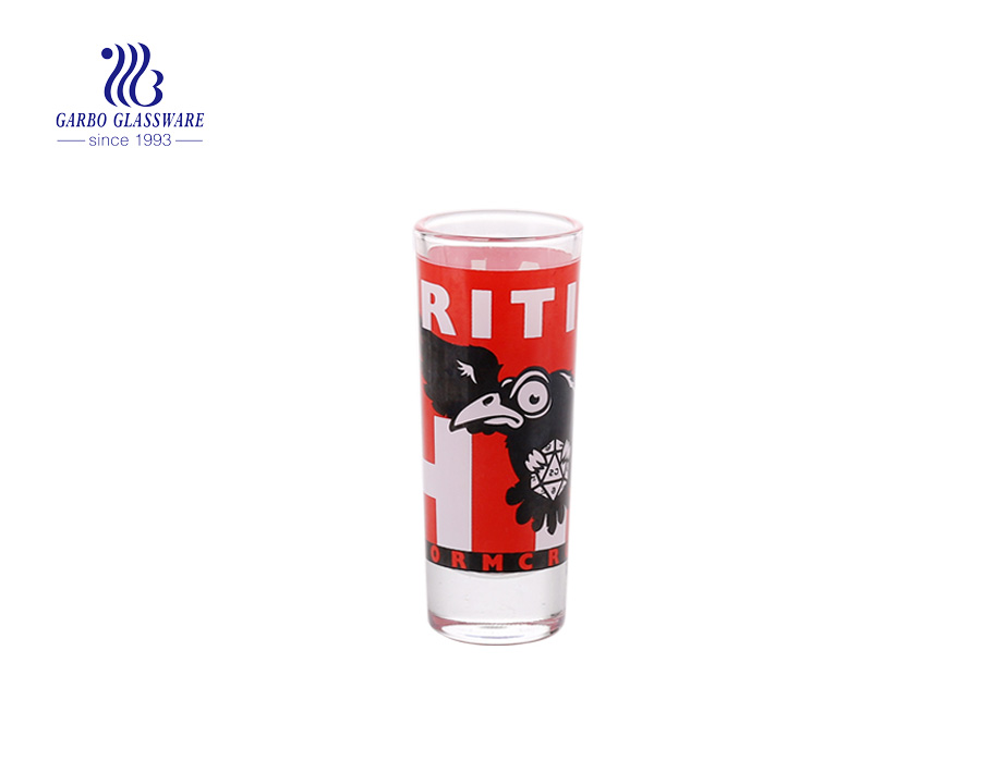 Personalized shot glasses Greece beaches decal promotional tall shot glasses