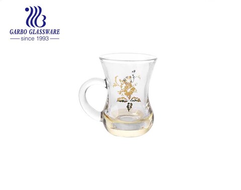 Wholesale Arabic Style Transparent Customized Decal Glass Coffee Tea Mug with Factory Price