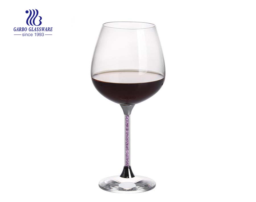 Copos de cristal de taça de cristal Copos de vinho tinto padrão com diamante elegante